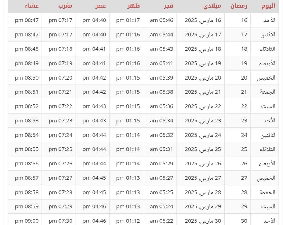 موعد اذان الفجر والمغرب اليوم